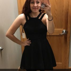 B. Darlin Black Halter Fit and Flare Dress